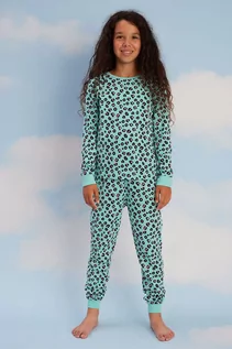 Majtki dla dzieci - Piżama dziewczęca bawełniana niebieska w cętki - grafika 1