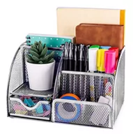 Przyborniki na biurko - Iso Trade Iso Trade Przybornik na biurko 6 komór szary 5902802922366 - miniaturka - grafika 1