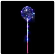Bańki mydlane - Balon okrągły Led 130cm na patyku - Różowa rączka - miniaturka - grafika 1