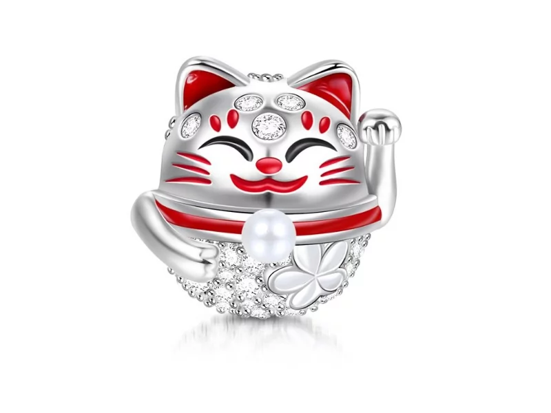 Pandora Valerio.pl Rodowany srebrny charms do japoński kot maneki neko cat srebro 925 NEW195 NEW195