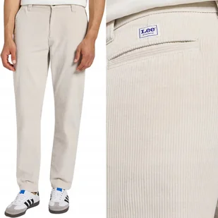 Lee RELAXED WORKWEAR CHINO ECRU LUŹNE SPODNIE SZTRUKSY CHINOSY W32 L34 - Spodnie męskie - miniaturka - grafika 1