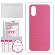 Szkła hartowane na telefon - Folia naklejka skórka strukturalna na TYŁ do Sony Xperia 5 V -  Carbon Różowy - apgo SKINS - miniaturka - grafika 1