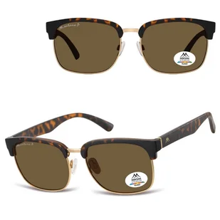 Panterkowe okulary przeciwsłoneczne półramki z polaryzacją MP192D - Okulary korekcyjne, oprawki, szkła - miniaturka - grafika 1