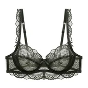 Biustonosze - Biustonosz koronkowy z ozdobnymi ramiączkami - miniaturka - grafika 1