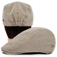 Czapki męskie - KASZKIET Męski Bawełniany na Lato Czapka w Kratę Cienki BEŻOWY Pako Jeans - miniaturka - grafika 1
