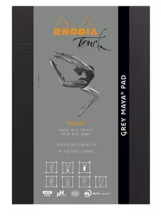 Rhodia Clairefontaine 116106C blok z Grey Maya Pad, 50 arkuszy, zdejmowany, z papieru, motyw Maya, 14 x 21 cm, 120 g 116106C - Notesy i bloczki - miniaturka - grafika 1