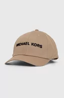 Czapki męskie - Michael Kors czapka z daszkiem bawełniana kolor beżowy z aplikacją - miniaturka - grafika 1