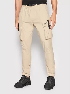 Spodnie damskie - 4F Spodnie materiałowe H4L22-SPMC012 Beżowy Regular Fit - grafika 1