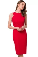 Sukienki - Elegancka klasyczna sukienka ołówkowa bez rękawów czerwona - Stylove - miniaturka - grafika 1