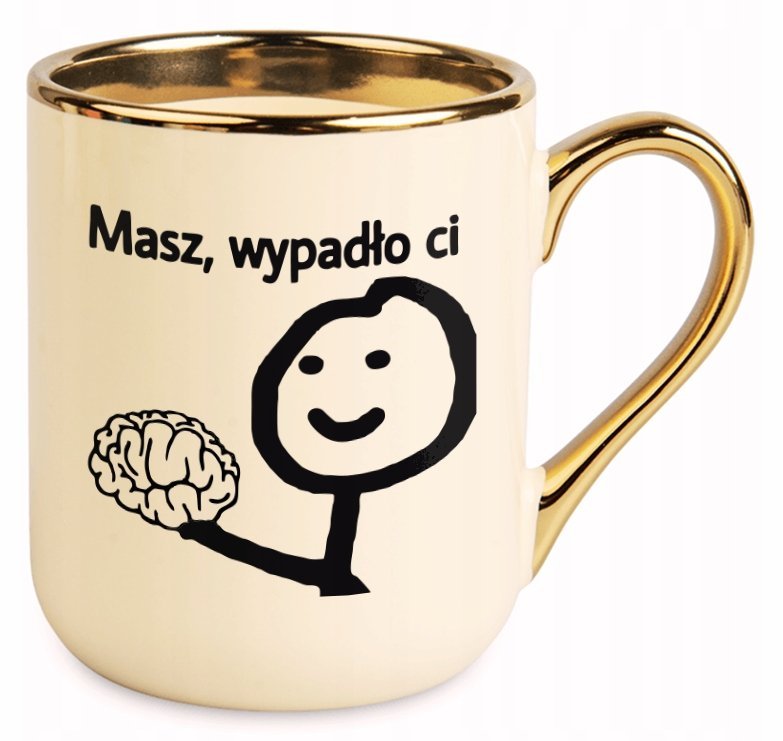 KUBEK ZŁOTY MÓZG MASZ WYPADŁO CI ŚMIESZNY ZABAWNY DO BIURA PRACY PREZENT