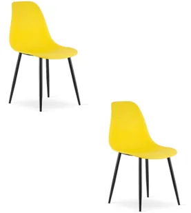 Krzesło skandynawskie żółte WAT 2 szt. czarne nogi do kuchni biuro loft - Krzesła - miniaturka - grafika 1