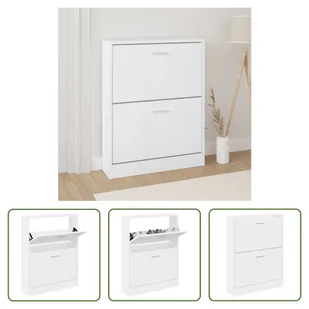 The Living Store Szafka na buty biała 59x17x81 cm Materiał drewnopochodny - Szafki na buty - miniaturka - grafika 1