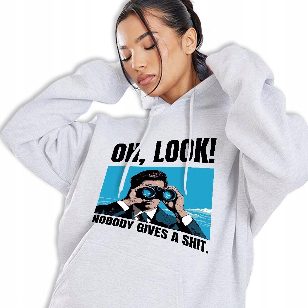Bluza Z Kapturem Szara NOBODY GIVES A SHIT Młodzieżowe Trendy Styl Wz - L