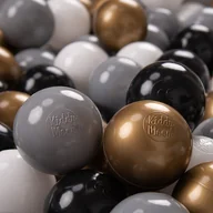 Zabawki do kąpieli - KiddyMoon, plastikowe piłeczki 7cm biały-szary-czarny-złoty 50 - miniaturka - grafika 1