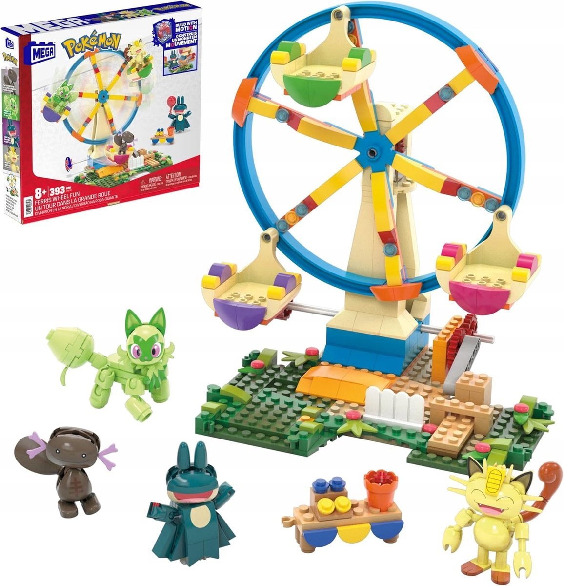 KLOCKI KONSTRUKCYJNE POKÉMON DIABELSKI MŁYN 393 ELEMENTY 4 FIGURKI