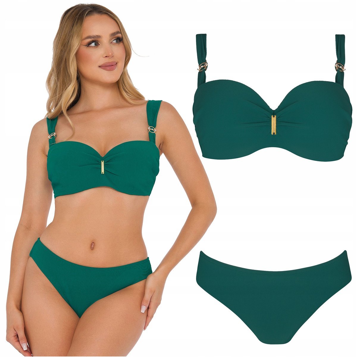 Strój kąpielowy dwuczęściowy prążkowany SELF 730 Panama 1 46B/3XL 90B