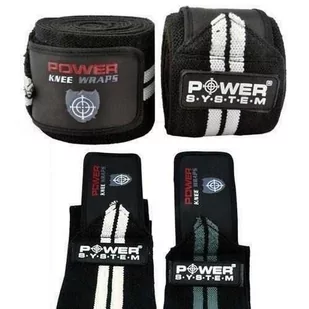 POWER SYSTEM Taśma - Knee Wraps - 200cm - Black / Red / White - Pozostały sprzęt siłowy i fitness - Gumy, taśmy, ekspandery - miniaturka - grafika 1
