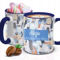 Kubki - Kubek Z Nadrukiem PREZENT DLA KOCIARY IMIĘ Granatowo Biały Kreator - miniaturka - grafika 1