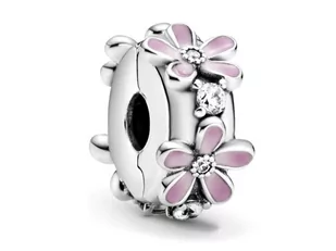 Rodowany otwierany srebrny charms do pandora kwiatki flowers cyrkonie srebro 925 AP19981 - Charmsy - miniaturka - grafika 1