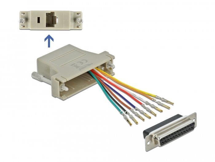 Delock D-Sub 25 Pin gniazdo do RJ45 gniazdo zestaw montażowy szary 65600