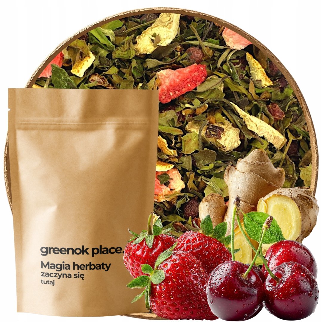 Herbata biała Truskawka Wiśnia Imbir 500g pai mu tan owoce liofilizowane
