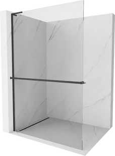 Mexen Kioto+ L ścianka prysznicowa z półką Walk-in 90 x 200 cm, transparent, czarna - 800-090-123-70-00 - Ścianki i drzwi prysznicowe - miniaturka - grafika 1
