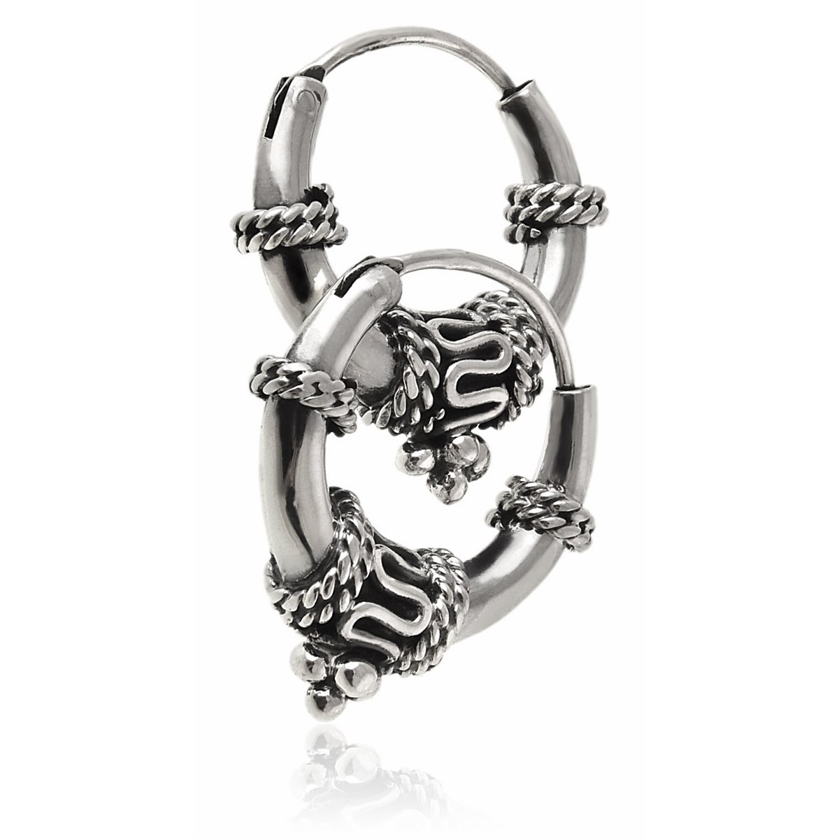 Kolczyki srebrne orientalne Koła z ciemnego srebra 1,8 cm. 3,5g