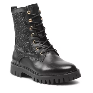 Botki damskie - Tommy Hilfiger Trapery Monogram lace Up Boot FW0FW05994 Black BDS - grafika 1