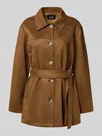 Kurtki damskie - Krótki płaszcz o kroju regular fit z imitacji zamszu model ‘DIANE’ - miniaturka - grafika 1