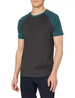 Koszulki męskie - Urban Classics T-shirt męski Raglan Contrast Tee, Charcoal/Teal, L - grafika 1