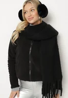 Bluzy damskie - Czarna Welurowa Bluza na Suwak Asiyana - miniaturka - grafika 1