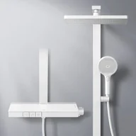 Panele prysznicowe - EMKE Kolumna prysznicowa z baterią termostatyczną, Technologia LED z wskaźnikiem temperatury, Biały matowy - miniaturka - grafika 1