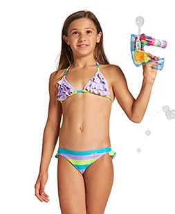 ARENA Dziewczęcy G Sweetie Jr Triangle Two Pieces zestaw bikini wielokolorowa Lilac-lilac Multi 116 - Moda i Uroda OUTLET - miniaturka - grafika 1
