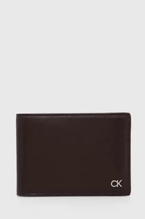 Portfele - Calvin Klein portfel skórzany męski kolor brązowy - grafika 1