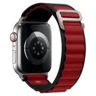 Akcesoria do smartwatchy - opaska pasek bransoleta NYLON PRO Apple Watch 1/2/3/4/5/6/7/8/9/10/Ultra 1/2/SE 42/44/45/46/49mm czarno czerwona - miniaturka - grafika 1