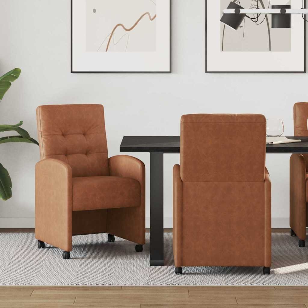 vidaXL Krzesła jadalne 2 pcs Brązowy 57 x 67 x 98 cm Skóra syntetyczna