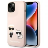 Etui i futerały do telefonów - Etui Karl Lagerfeld do iPhone 14 6,1" hardcase jasnoróżowy/light pink Silicone Karl & Choupette Magsafe - miniaturka - grafika 1