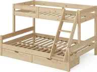 Łóżka dla dzieci i młodzieży - Vitalispa Łóżko piętrowe Everest, 140x200 / 90x200 cm z szufladami, Naturalne drewno - miniaturka - grafika 1