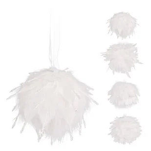 Bombka piórkowa biała 13 cm mix - Bombki - miniaturka - grafika 1