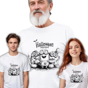 Biały T-SHIRT HALLOWEEN koszulka MINIONKI koszulka z nadrukiem BAWEŁNA L - Koszulki męskie - miniaturka - grafika 1