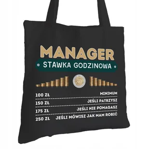 Torba Bawełniana dla Managera Czarna Na Prezent Ekologiczna Trwały Nadruk - Torby i wózki na zakupy Torba Bawełniana dla Managera Czarna Na Prezent Ekologiczna Trwały Nadruk - Torby i wózki na zakupy - miniaturka - grafika 1