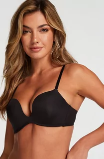 Biustonosze - Hunkemöller Usztywniony biustonosz push-up z fiszbinami Deep-V Czarny - grafika 1