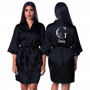 SZLAFROK SATYNOWY CZARNY Damskie Na Prezent TWOJE IMIĘ INICJAŁY Wzory - Piżamy damskie SZLAFROK SATYNOWY CZARNY Damskie Na Prezent TWOJE IMIĘ INICJAŁY Wzory - Piżamy damskie - miniaturka - grafika 1