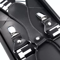 Paski - Biało-czarne szelki męskie w klawisze fortepianowe SZ62 - miniaturka - grafika 1