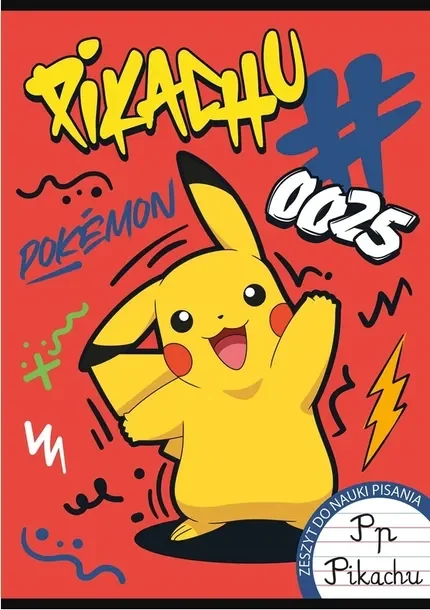 Zeszyt do nauki pisania. A4 32 kartki linia dwukolorowa. okładka laminowana 70 g/m2. Pokemon