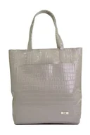 Torebki damskie - Szara shopperka z ekoskóry krokodyl - miniaturka - grafika 1