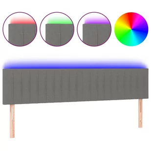 Lumarko Zagłówek do łóżka z LED, ciemnoszary, 180x5x78/88 cm, tkanina - Inne meble do sypialni - miniaturka - grafika 3