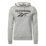 Bluzy męskie - Męska Bluza REEBOK RI FT BIG LOGO OTH HOOD HZ8786 – Szary - miniaturka - grafika 1