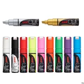 Markery do tablic - Marker Z Farbą Kredową Chalk Pwe-8K Srebrny Uni Unpwe8K/6Sr - miniaturka - grafika 1