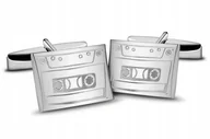 Spinki do mankietów i krawatów - spinki do mankietów klasyczna kaseta muzyczna ,srebro próba 925 - miniaturka - grafika 1